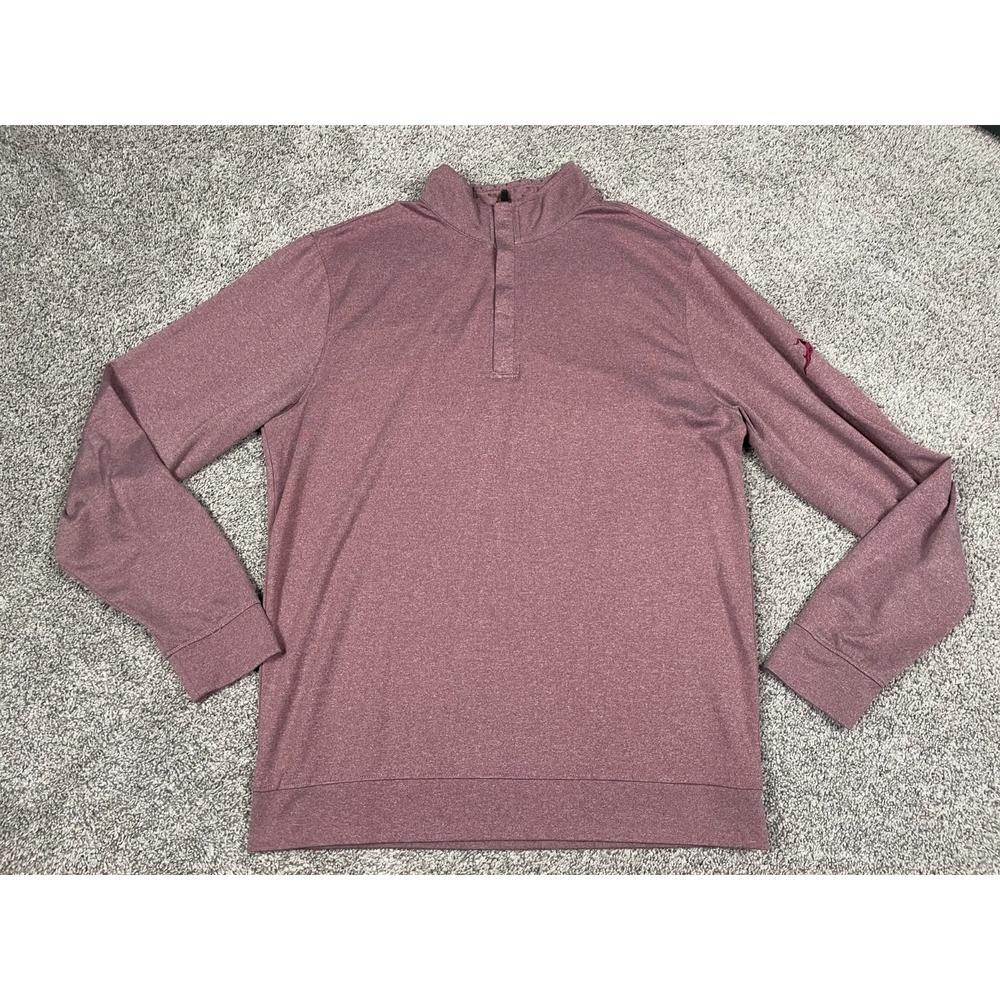 Swannies Shirt Mens Medium Red 1/4 Zip Sporty Athletic Pullover Preppy Golf Top